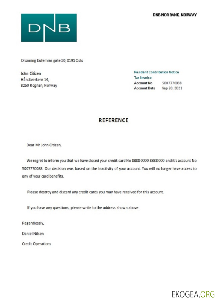 Référence Norvège , DNB , closure